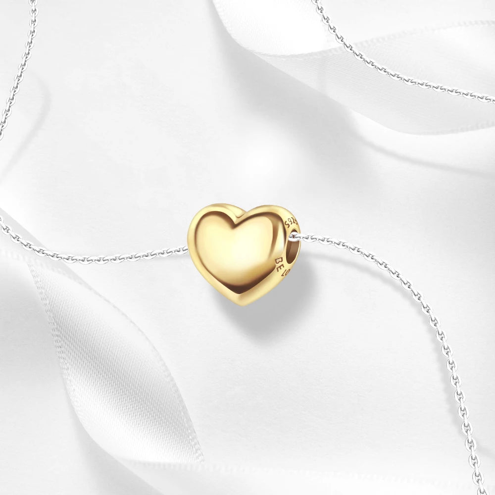 2025 New 925 Sterling Silver Colorful Shine Heart Charm Beads | Fit Snake Chain Bracelet & Necklace Women DIY Jewelry