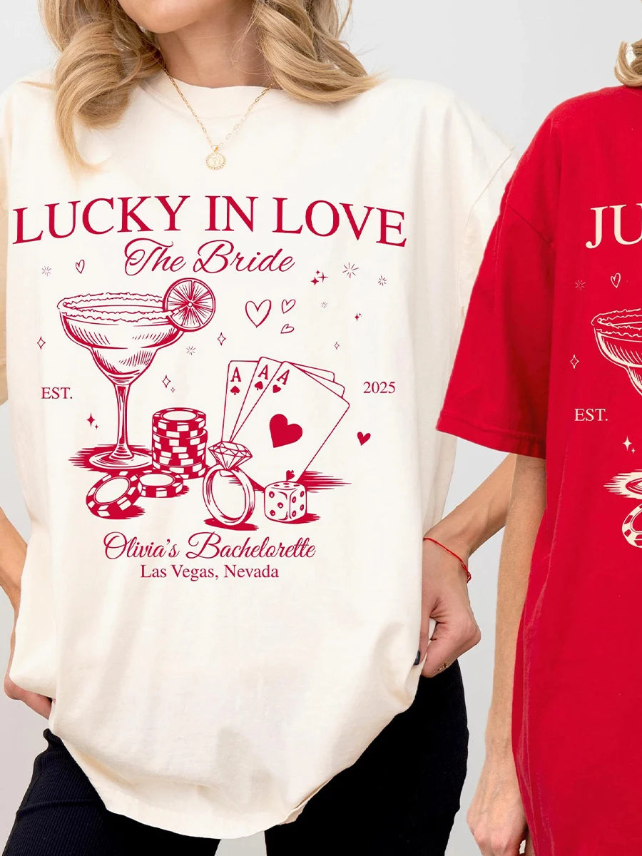 Lucky In Love Las Vegas Shirt 💍✨ Custom Bachelorette Party Unisex Tee