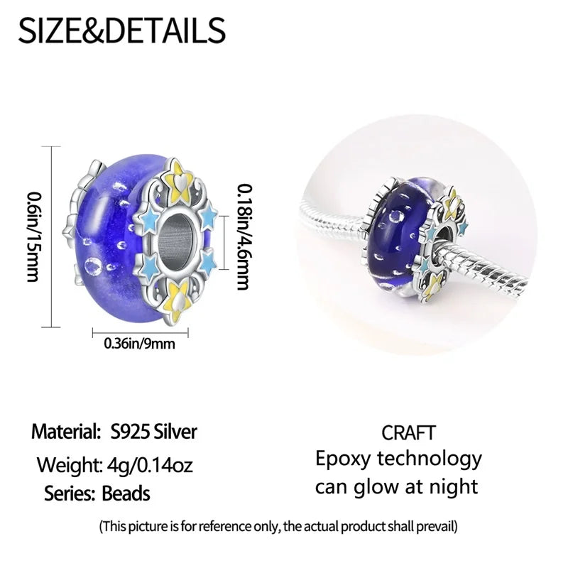 925 Sterling Silver Round Colored Zircon Spacer Beads – Fits Pandora Original Bracelets DIY Exquisite Party Jewelry