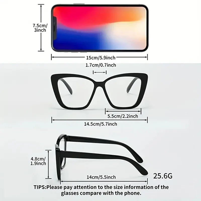 1Pc Classic Fashion Cat Eye Frame Glasses – Non-Prescription Casual Eyewear for Daily Wear, Studying & Reading