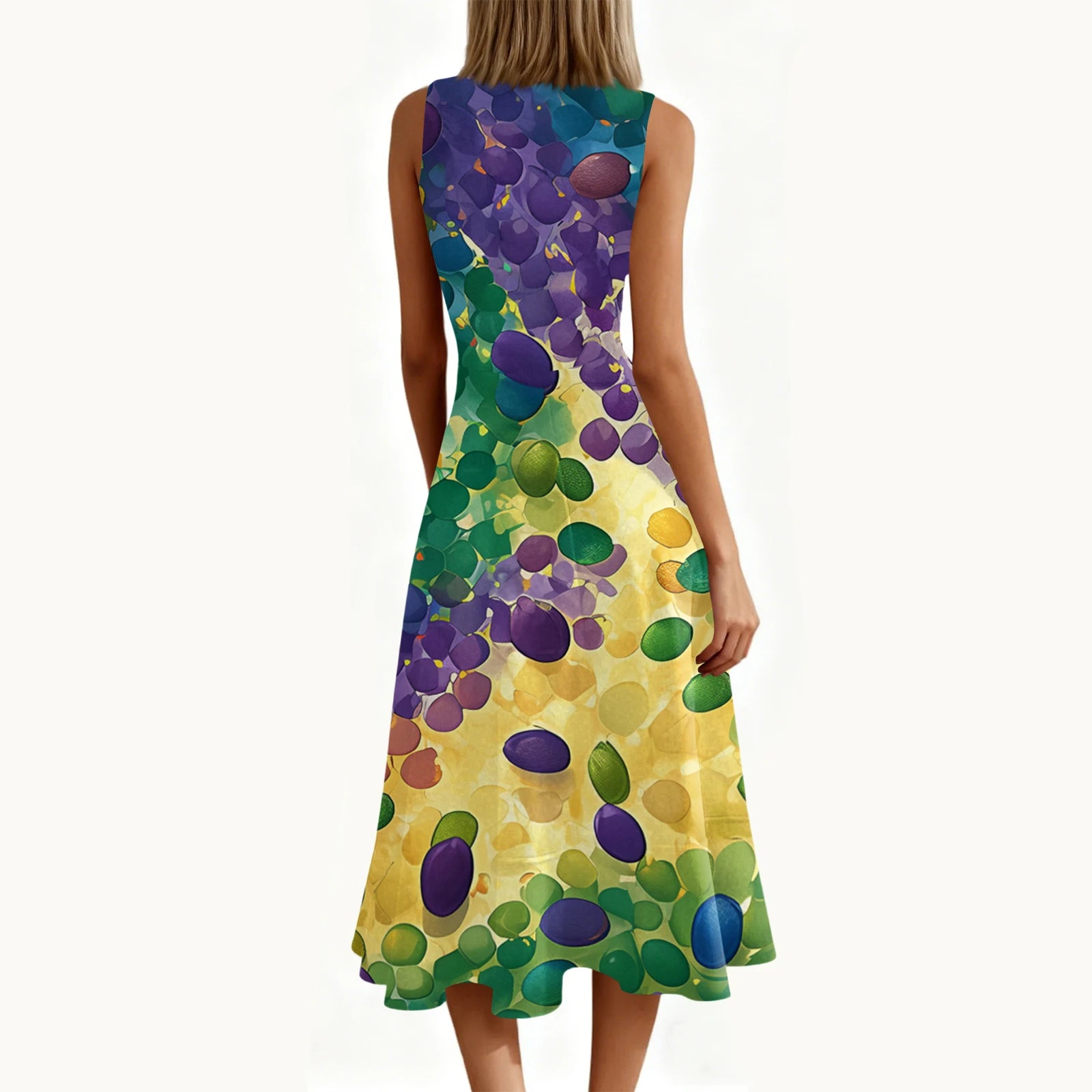 Carnival Women's Dress 🎉 Ruffled Printed Casual Dress 👗 Sleeveless Round Neck Stylish Festival Costume ✨