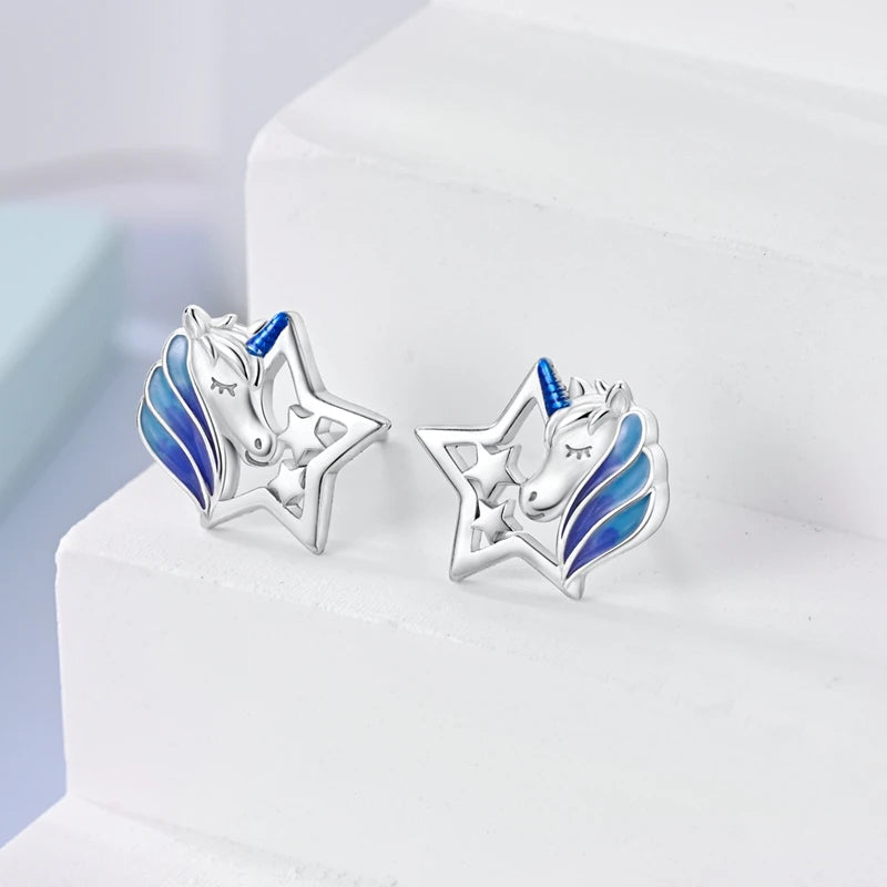 925 Sterling Silver Star Moon Unicorn Earrings | Pave CZ Women’s Fashion & Anniversary Jewelry