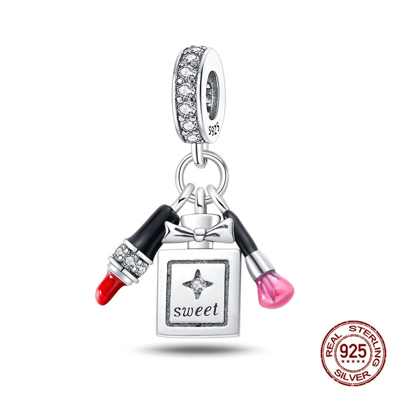 925 Sterling Silver Perfume Bottle Charm Bead – Fits Pandora Bracelet DIY Jewelry Gift for Women