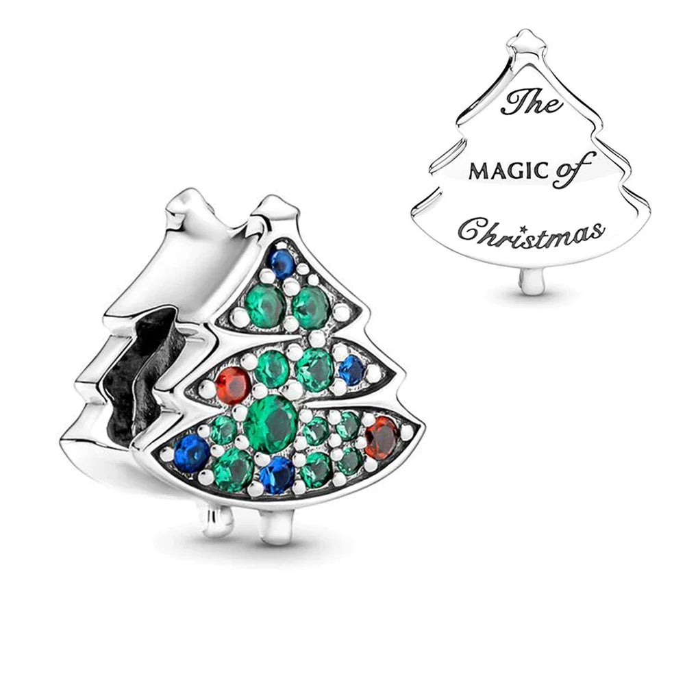 Sparkling Christmas Butterfly Bell Moon Charms | 925 Silver Beads Fit Original Pan Bracelet | DIY Women Jewelry New Year Gift