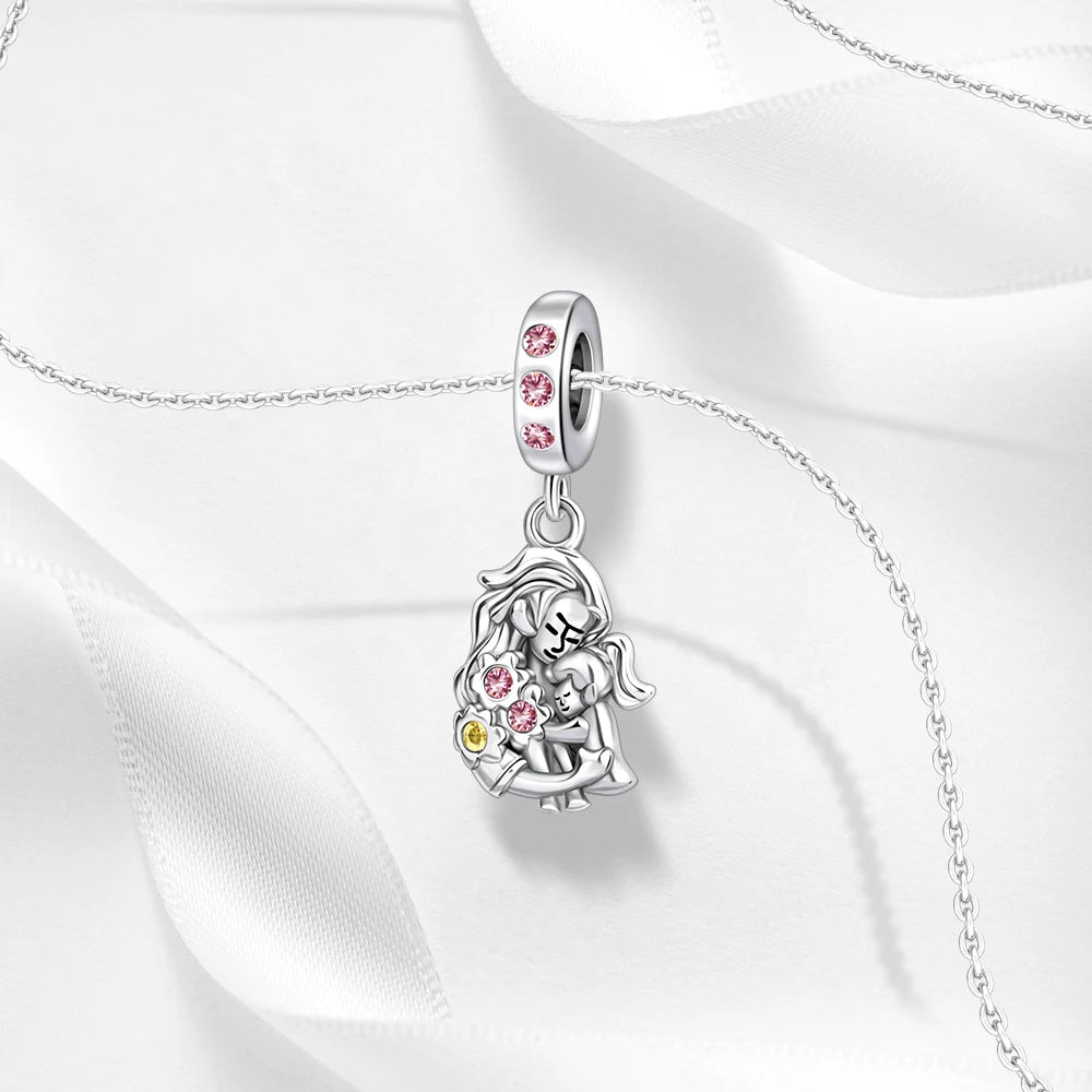 2025 New 925 Sterling Silver Family Love Heart Charm Beads | Sister, Daughter & Mother Pendant for Bracelets & DIY Jewelry