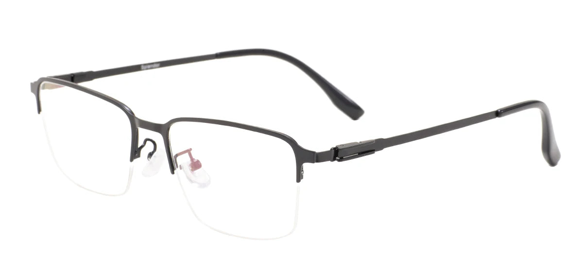 Metal Half Rim Rectangular Browline Glasses Frame for Men – Business & Prescription Eyewear