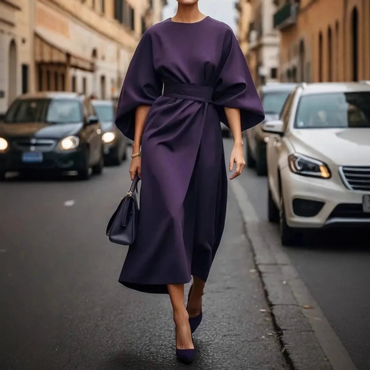 Elegant Long Sleeve Black Maxi Dress for Women | 2025 Loose O-Neck Casual Fashion Long Dress