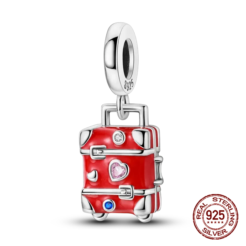 925 Sterling Silver Red Series Charms | Heart, Car & Strawberry Dangle Beads for Original Bracelet DIY Jewelry