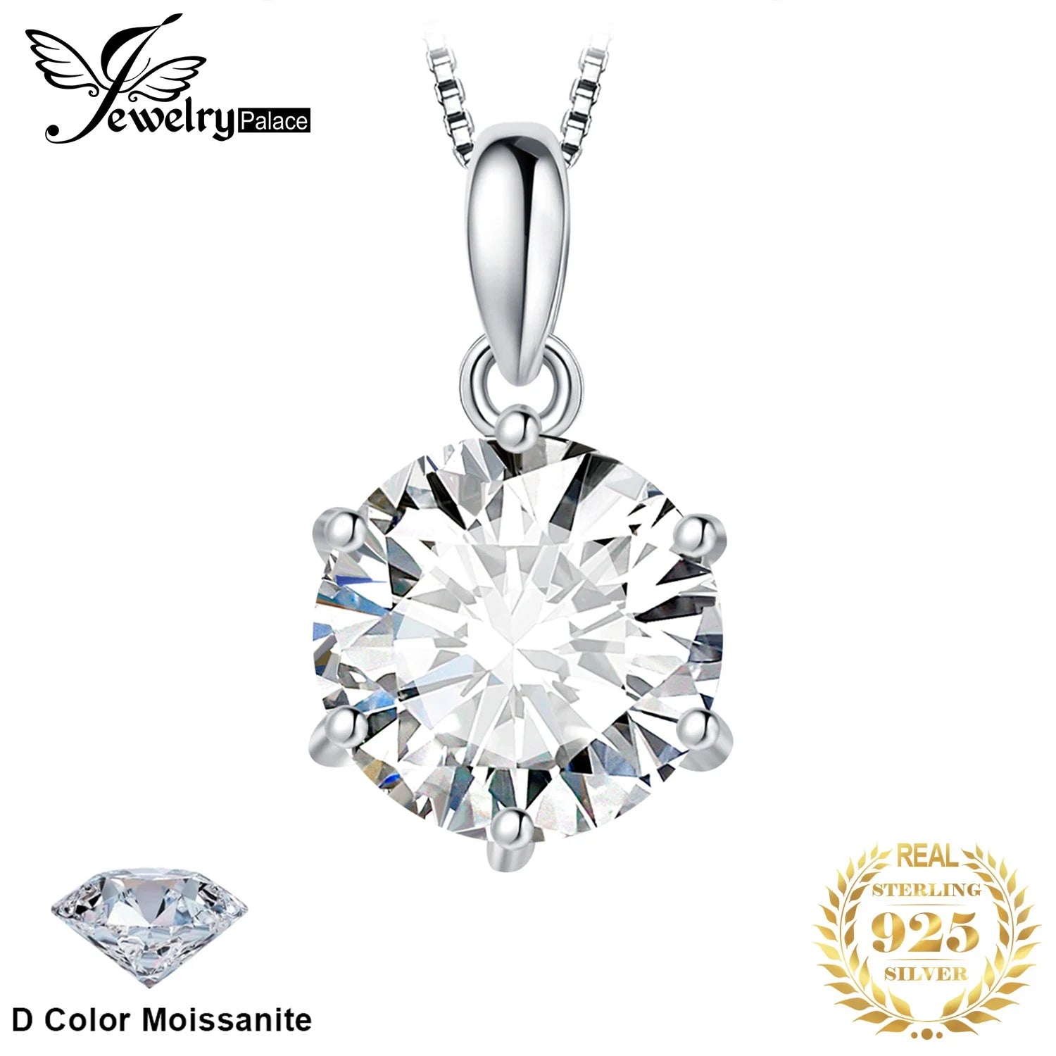 JewelryPalace Moissanite 1-3CT Round Pendant – 925 Sterling Silver Necklace for Women