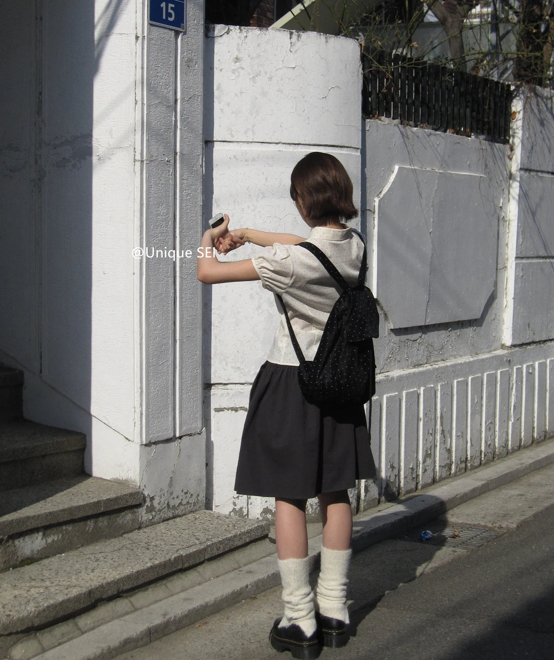 Sweet Korean Style Polka Dot Short Sleeve Blouse | Women’s Slim Fit Summer Top with Bubble Sleeves