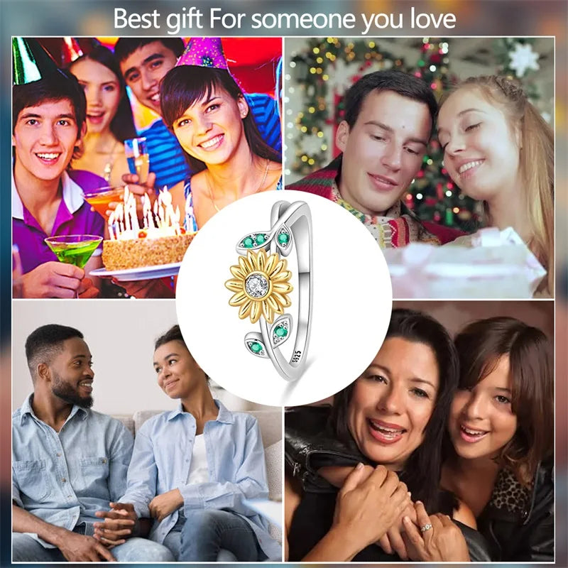 925 Sterling Silver Rings Collection | Bow, Heart, Sun, Moon & Star Zircon Rings for Women Jewelry Gift