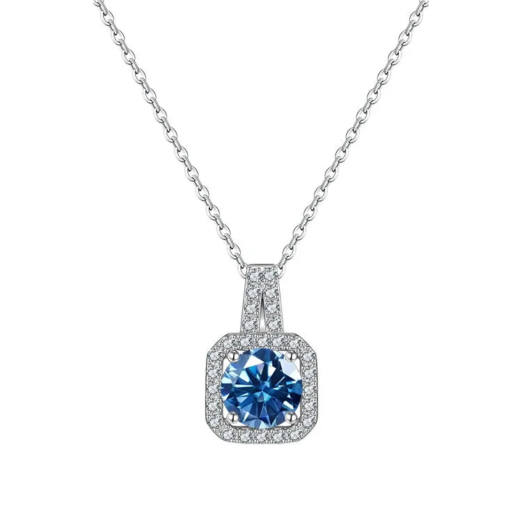 Classic Square 925 Sterling Silver Women’s Necklace – 1 Carat D Color Moissanite Luxury Jewelry for Date & Party