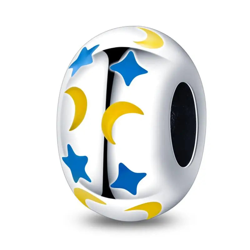 925 Sterling Silver Round Colored Zircon Spacer Beads – Fits Pandora Original Bracelets DIY Exquisite Party Jewelry