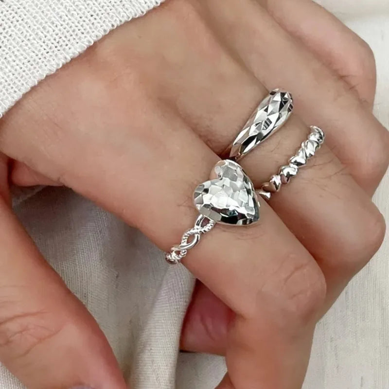 VENTFILLE 925 Sterling Silver Love Heart Ring – Double Layer Irregular Minimalist Women’s Jewelry Gift