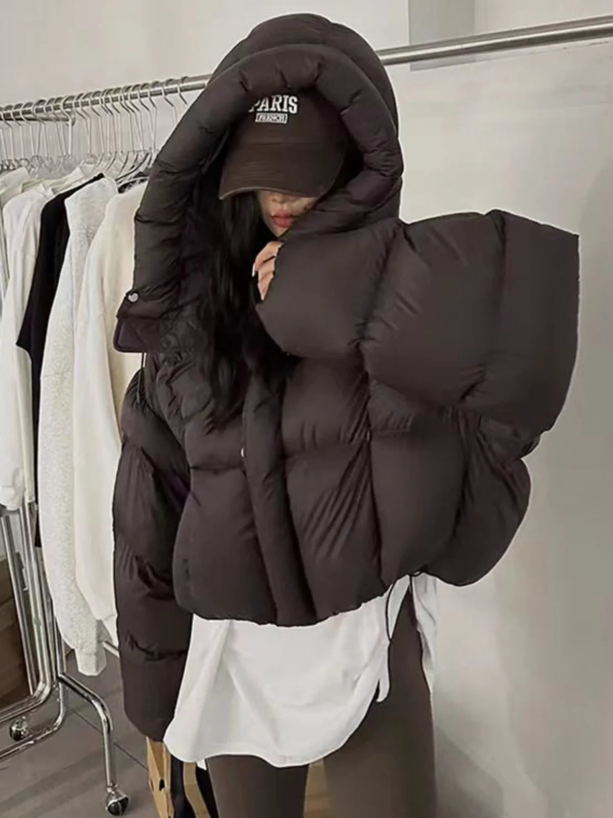 Trendy American Style Women’s Cotton Jacket Coat with Hood – Winter Small Size Bread Style Outerwear