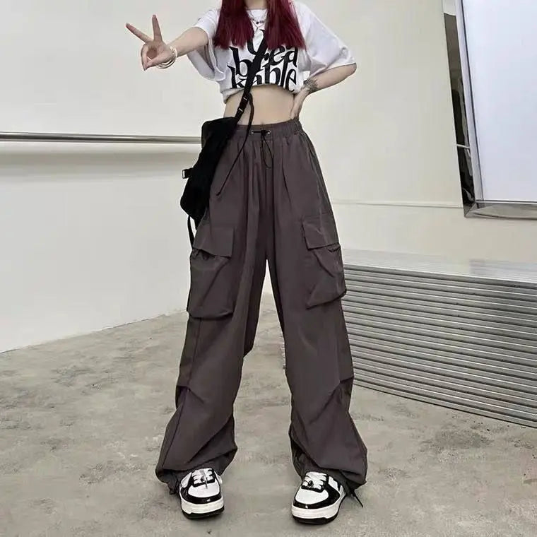 American Retro Workwear Casual Pants – Women’s Summer Straight Loose Wide Leg Trousers