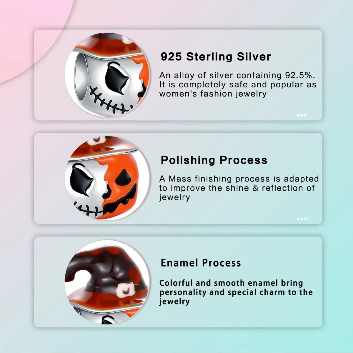 Original 925 Sterling Silver Halloween Charms | Pumpkin, Skull, Witch & Ghost Beads for Earrings, Pendants, Bracelets & Necklaces