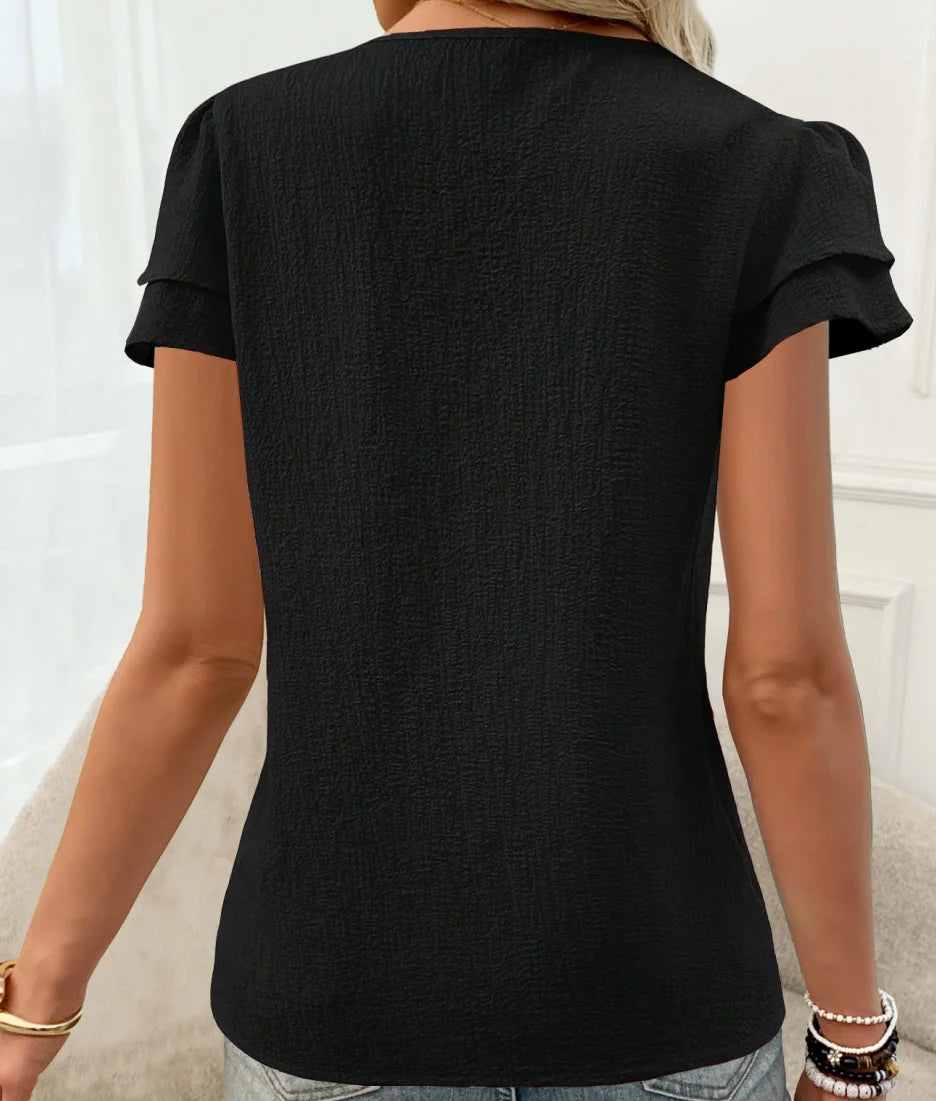 Temperament Loose Women Shirt – Elegant Casual Short Sleeve Blouse for Holiday & Weekend 👚✨