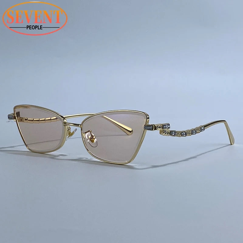Small Frame Sexy Cat Eye Sunglasses for Women 2025 – Luxury Brand Metal Rhinestone Sun Glasses | UV400 Outdoor Shades