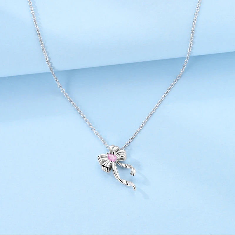 925 Sterling Silver Pink Heart & Infinity Necklace for Women Engagement Jewelry Gift