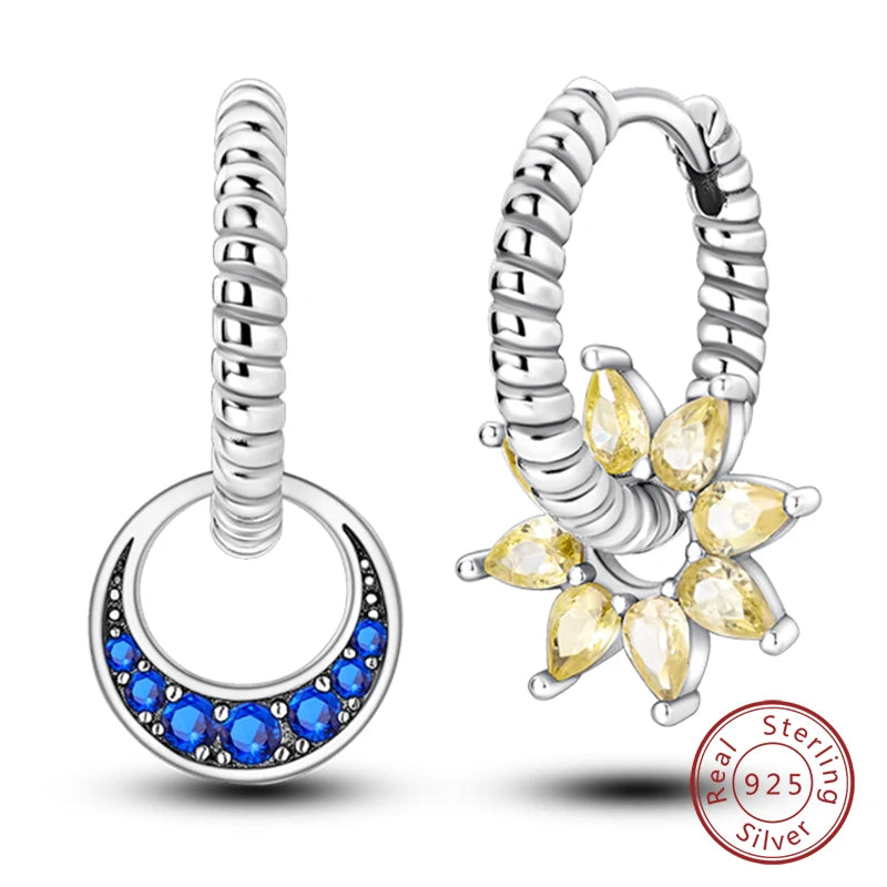 925 Sterling Silver Starlight Crystal Hoop Earrings – Circular Snake Bone Design Women’s Fashion Jewelry Gift