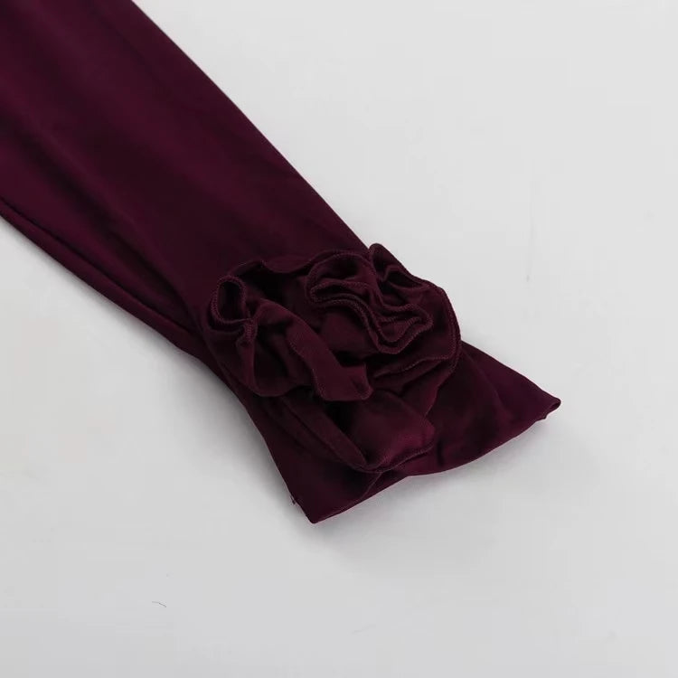 Sexy Pleated Long Sleeve Bodycon Dress – Drawstring Tight Fit High Waist Round Neck Spring Summer Women’s Commute Dress