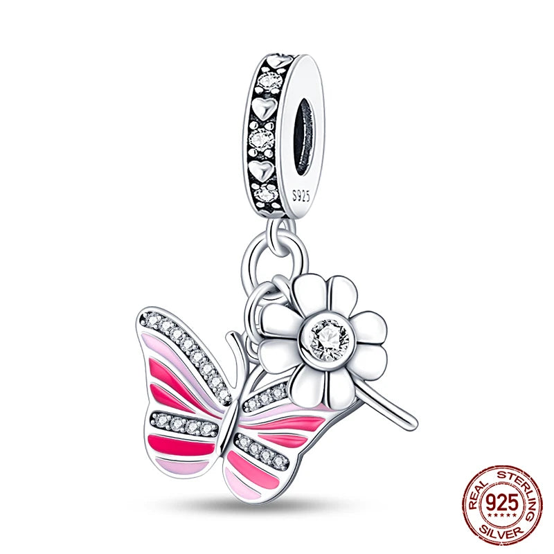 Fashion 925 Sterling Silver Colorful Butterfly Dragonfly Hummingbird Charms – Spring Series Beads Fit 925 DIY Bracelet