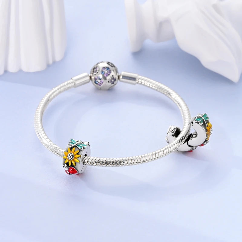 925 Sterling Silver Colorful CZ Zircon Dangle Charm | 2025 New Fashion Bead | Fits Pandora Bracelet | DIY Jewelry Gift