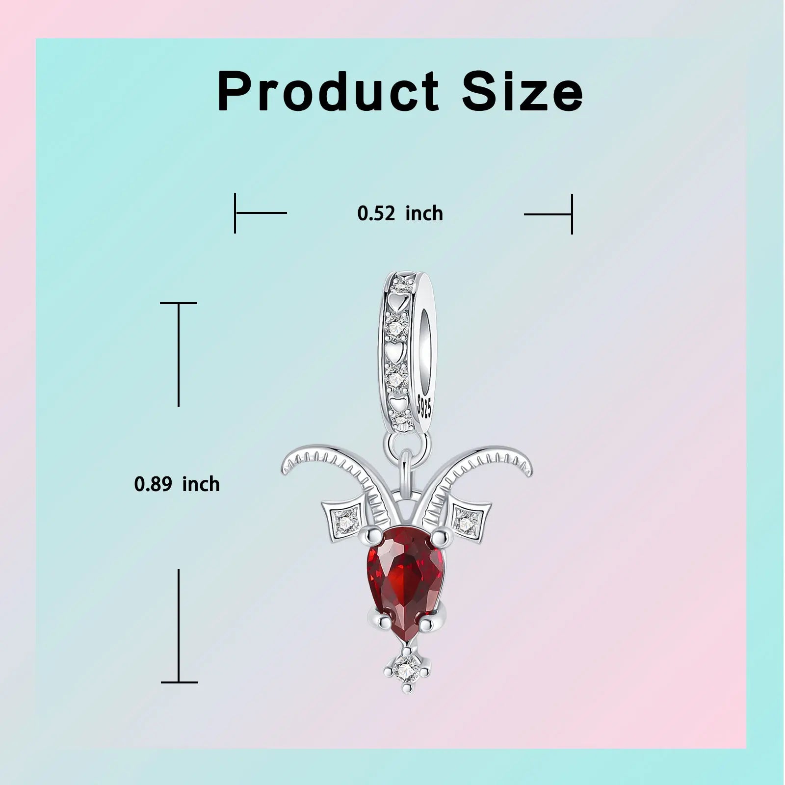 925 Sterling Silver Birthstone Love Pendant Charm | January–December Zircon Bead for Bracelet & Necklace DIY Jewelry Gift