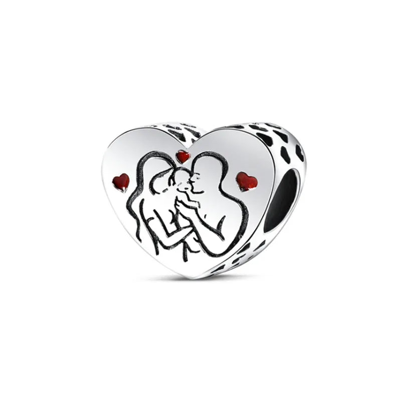 925 Sterling Silver Monkey, Dog Paw & Heart Mom Charm | Fits Original European Bracelet DIY Jewelry Gift