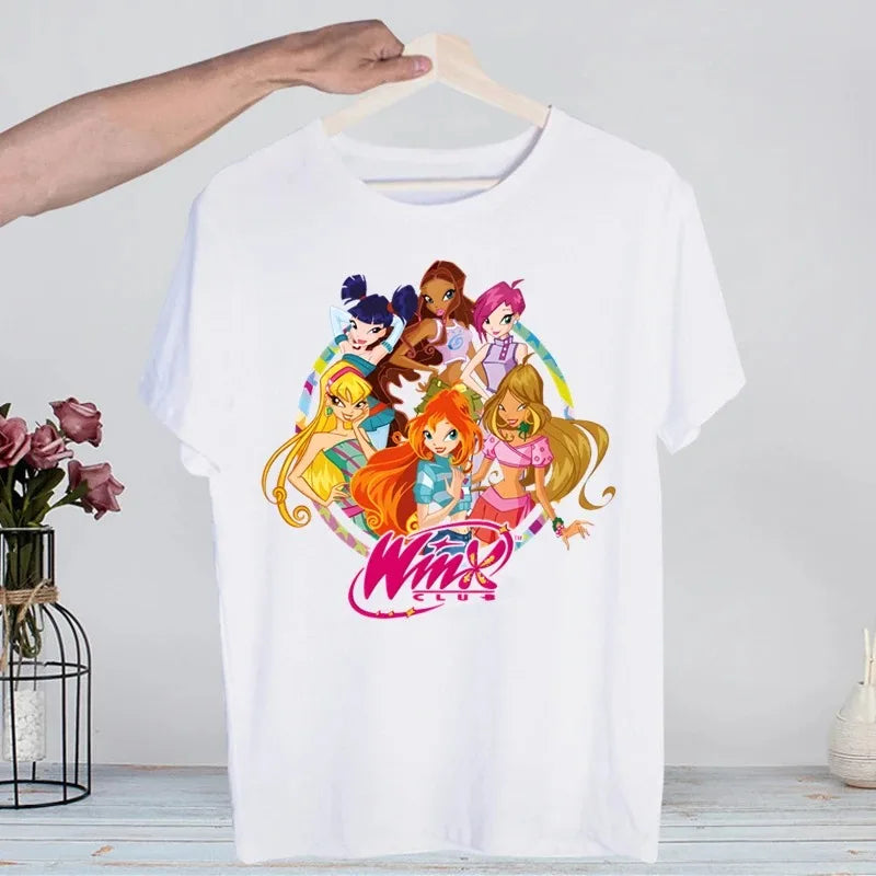 Butterfly Fairy Graphic T-Shirt | Women’s 90s Trend White Short Sleeve Tee | Casual Printed Top