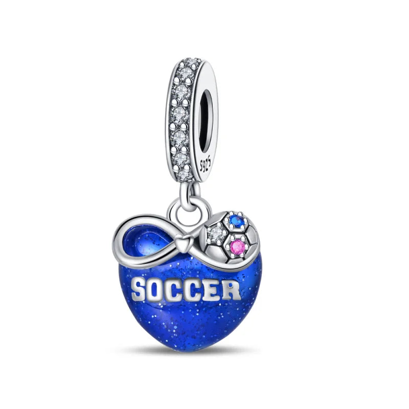 925 Sterling Silver Soccer Trophy Jersey Charm Beads – Fits 3mm Bracelets DIY Jewelry