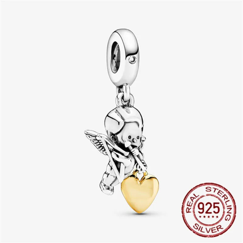 925 Sterling Silver Angel Wings & Swan of Love Heart Charms – Fit Pandora Bracelet DIY Women’s Jewelry Gift