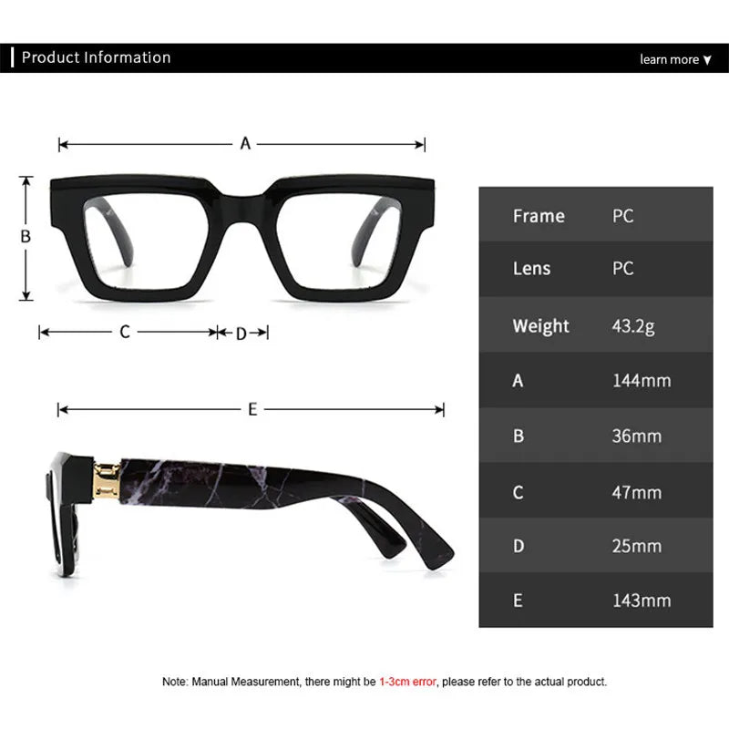 2025 New Oversized Square Presbyopic Reading Glasses – Unisex Marbling Retro Computer Eyewear | Diopter +0.5 to +3.0