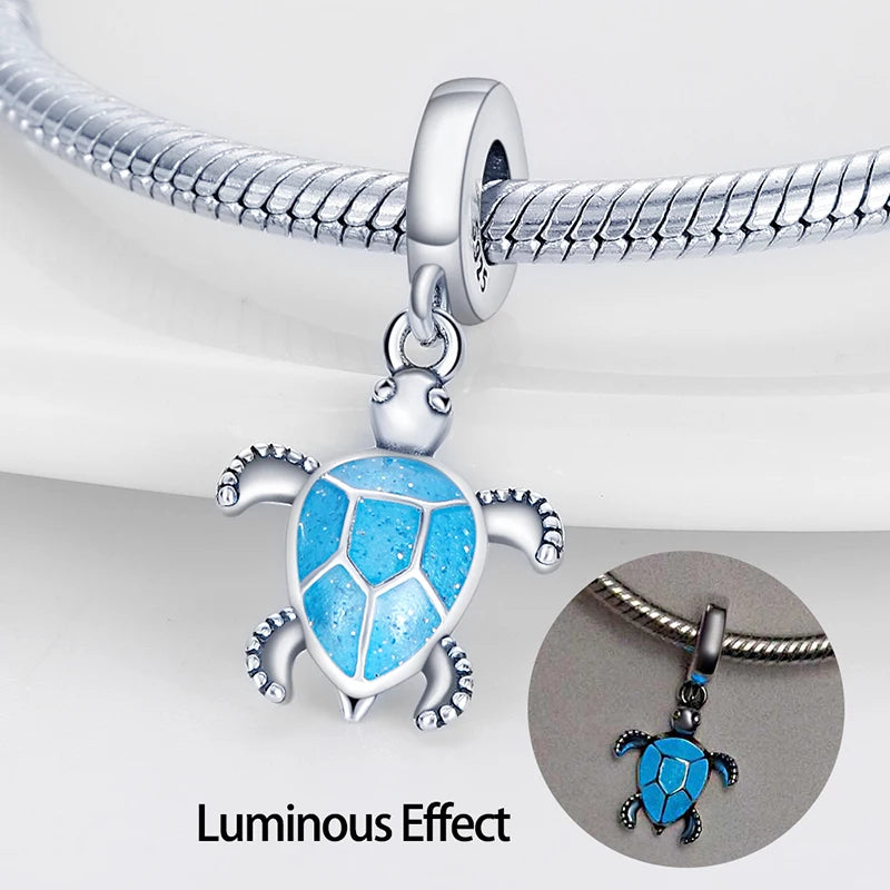 Blue Ocean Series 925 Sterling Silver Turtle Crab Mermaid Charms for 3mm Bracelet