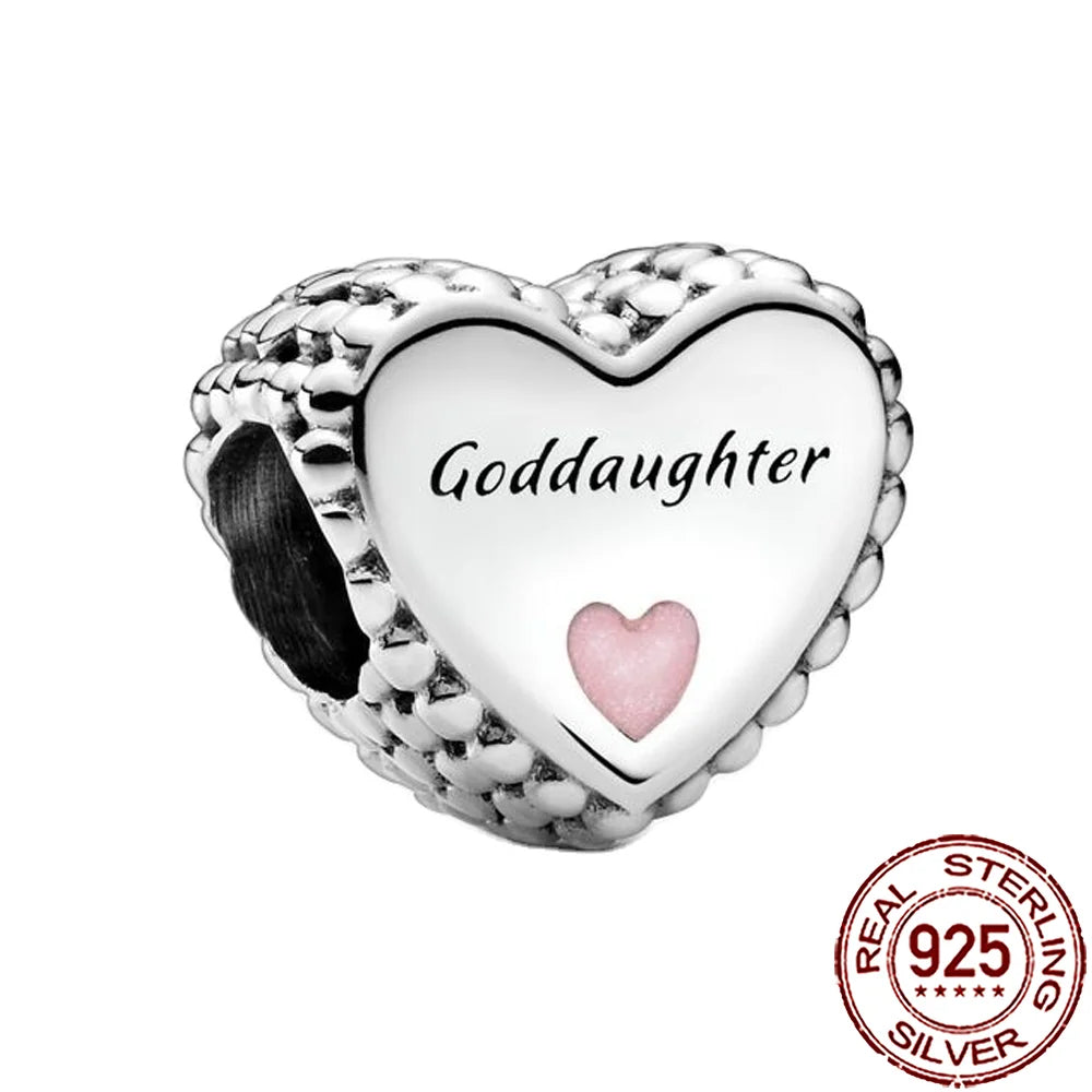 2025 New 925 Sterling Silver Heart Charm Sister Mother Daughter Beads Fit Pandora Bracelet