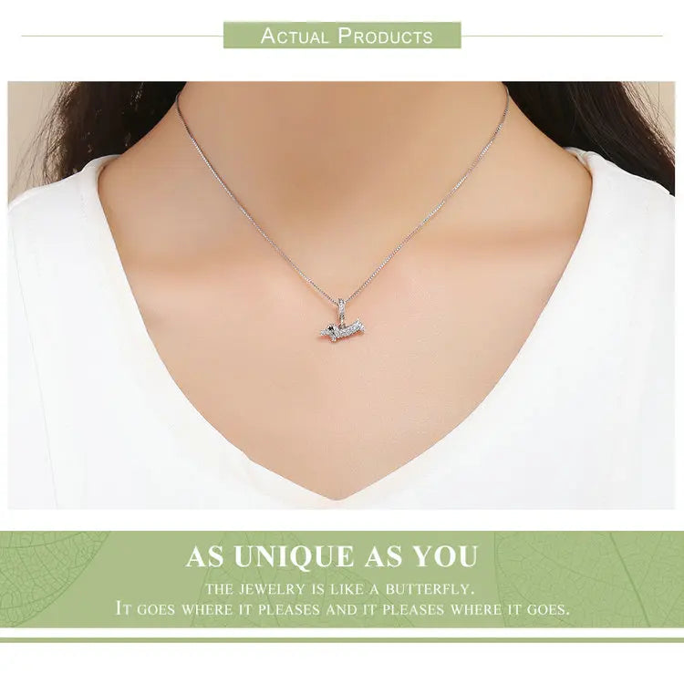 BISAER 925 Sterling Silver Dog Charm | Cute Dachshund Pet Bead Pendant for Women’s DIY Bracelet Jewelry