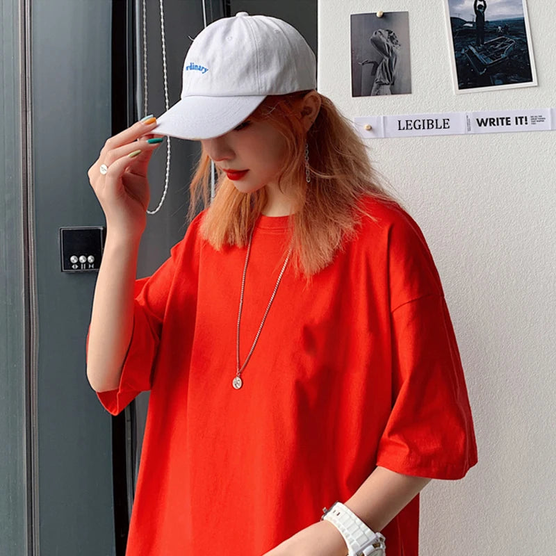 LEGIBLE 2025 Summer Women Short Sleeve T-Shirt – Loose Solid O-Neck Casual Tee 🌞👚
