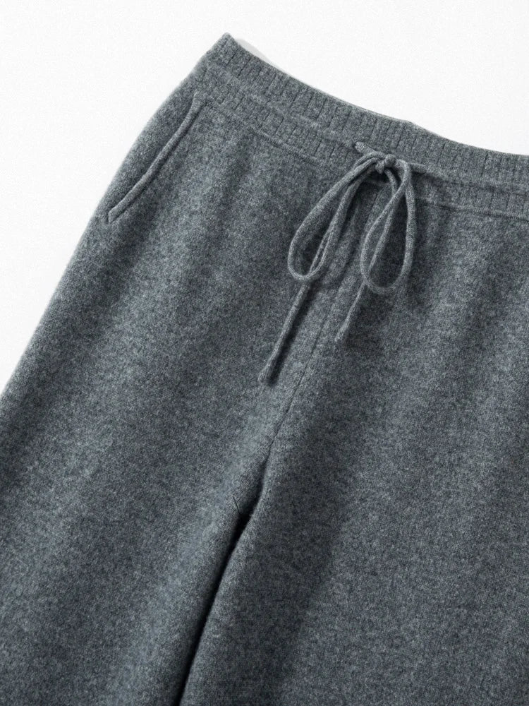 100% Cashmere High Waist Wide Leg Pants | Winter Warm Solid Trousers | Casual Korean Women’s Pants