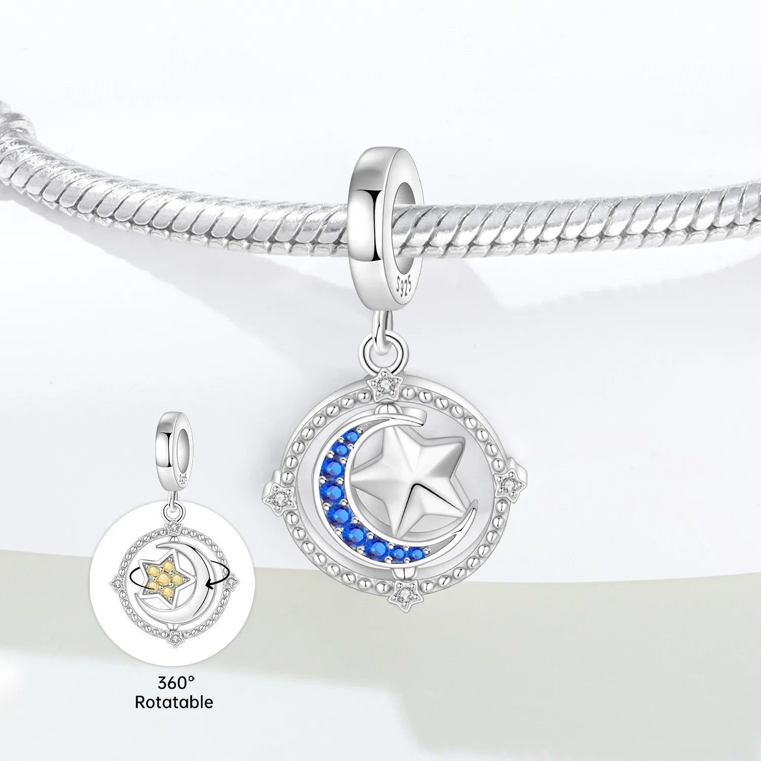 925 Sterling Silver Lovers Charms | Star Moon Sun & Magic Tarot Card Pendant for Bracelet Necklace DIY Jewelry Gift