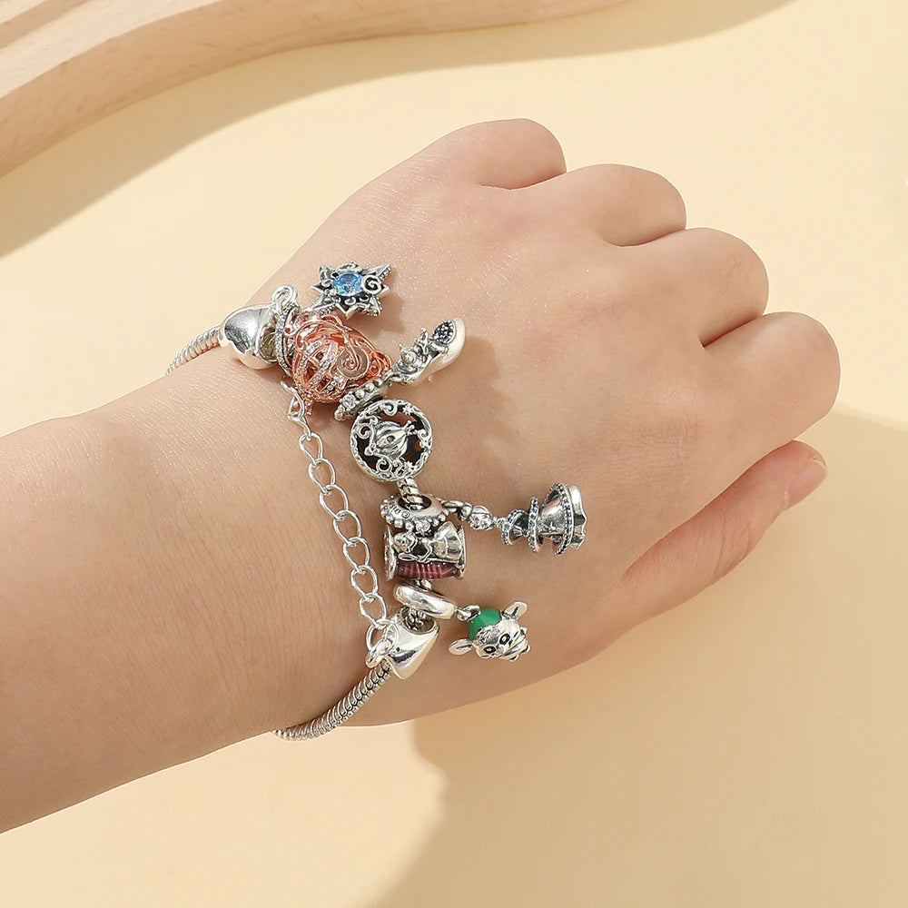 Alice in Wonderland 🐇 Beaded Pandora Bracelet | DIY Alloy Charm Jewelry