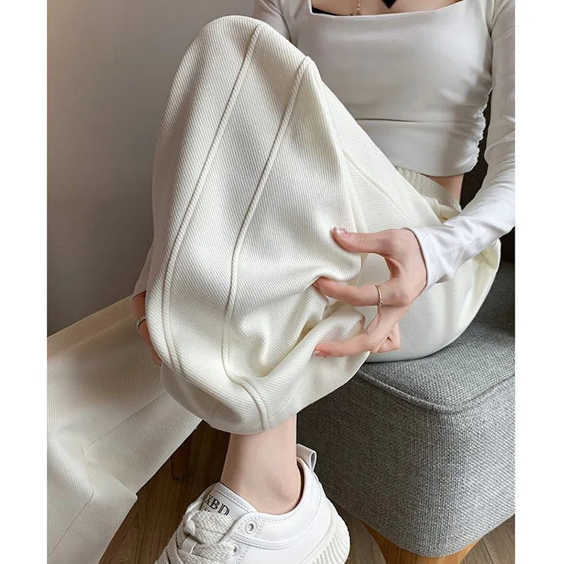 Women’s High Waisted Sweatpants | Casual Slim Fit Drawstring Pants | Korean Straight Leg Trousers