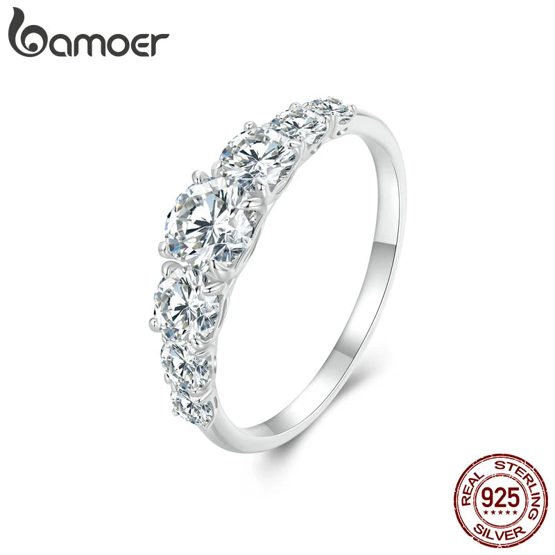 Bamoer D Color VVS1 EX Moissanite Heart Ring – 925 Sterling Silver Engagement & Wedding Jewelry for Women
