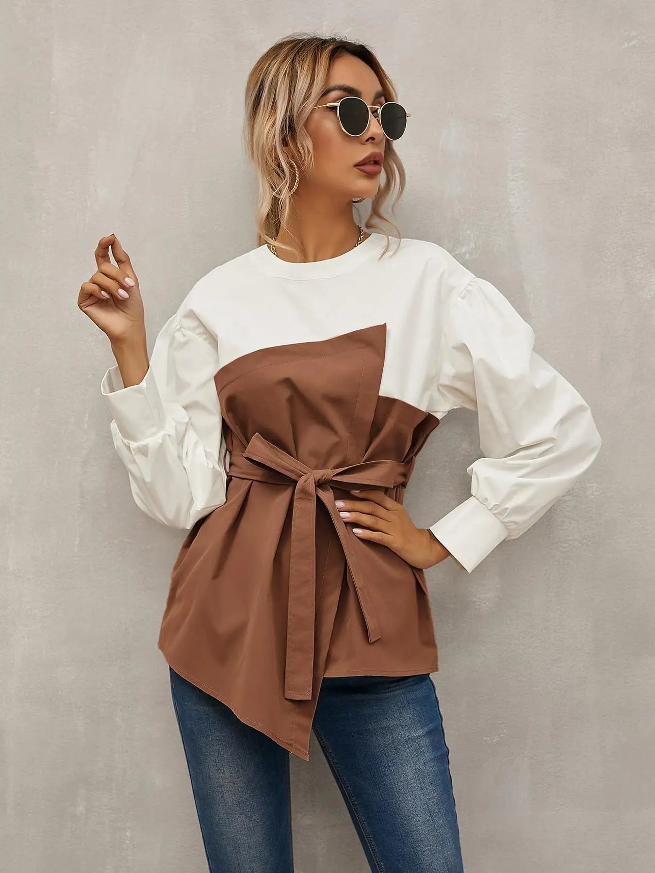 Women’s Casual Woven Shirt – Fall & Winter Fitted Top | Moderate Fabric Thickness for Daily Wear