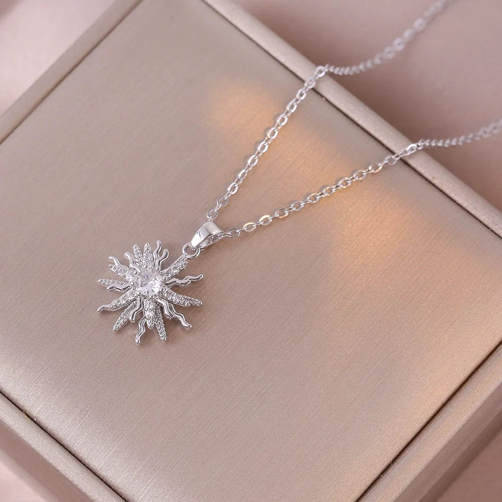 Sun Necklace for Women – Gold Plated Opal Sun Pendant Rapunzel Choker Wedding Party Jewelry Gift