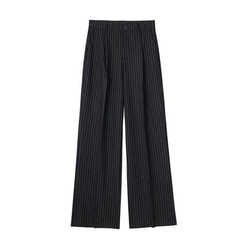 HXAO Women 2024 Wide Leg Pants | High Waist Baggy Office Trousers | Elegant Black Autumn Wide Pants