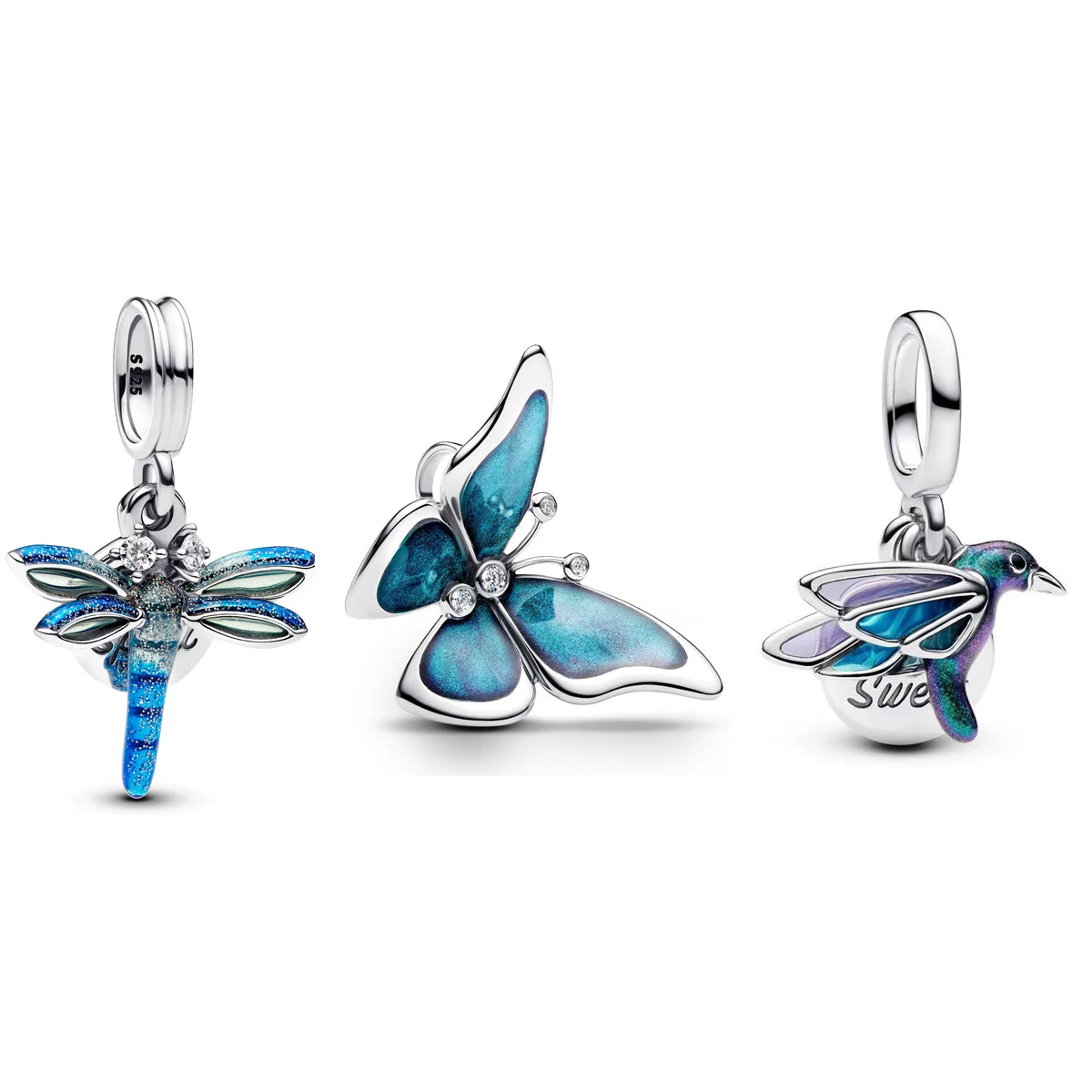 2025 New Butterfly, Dragonfly & Hummingbird Pendant Charm | 925 Silver Bracelet Jewelry for Women Gift