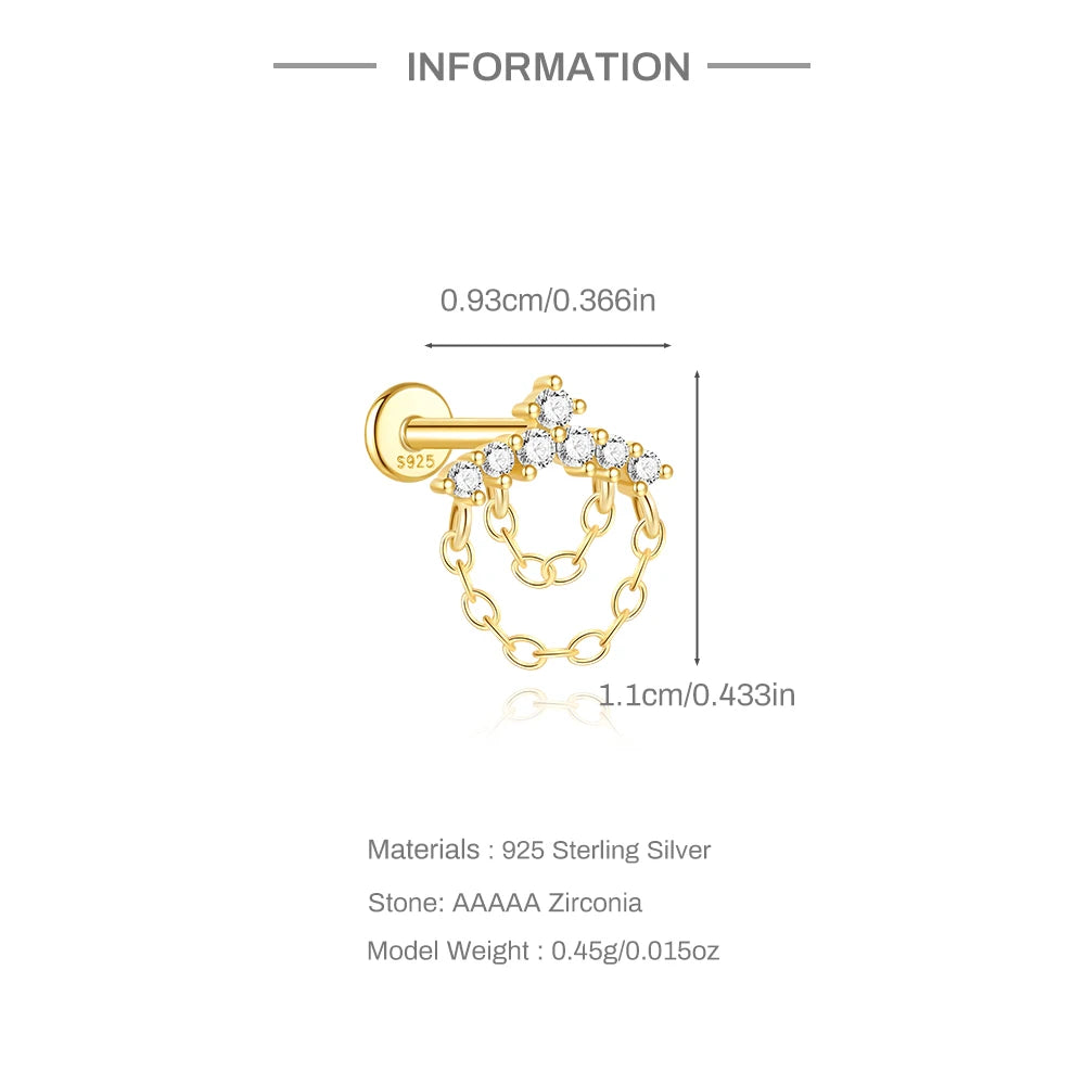 CANNER 925 Sterling Silver Horse Eye Tassel Zircon Drop Earrings – Minimalist Geometric Jewelry for Women