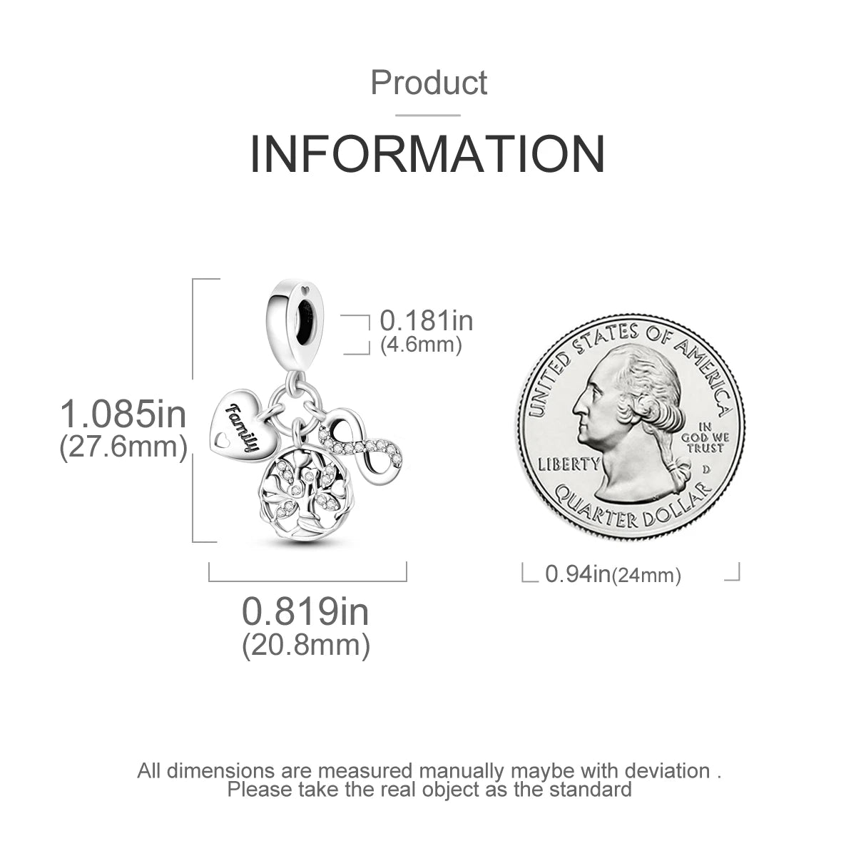 925 Sterling Silver Mother Daughter Love Embrace Pendant Charm | Heart Shaped Bracelet Bead DIY Fine Jewelry Gift