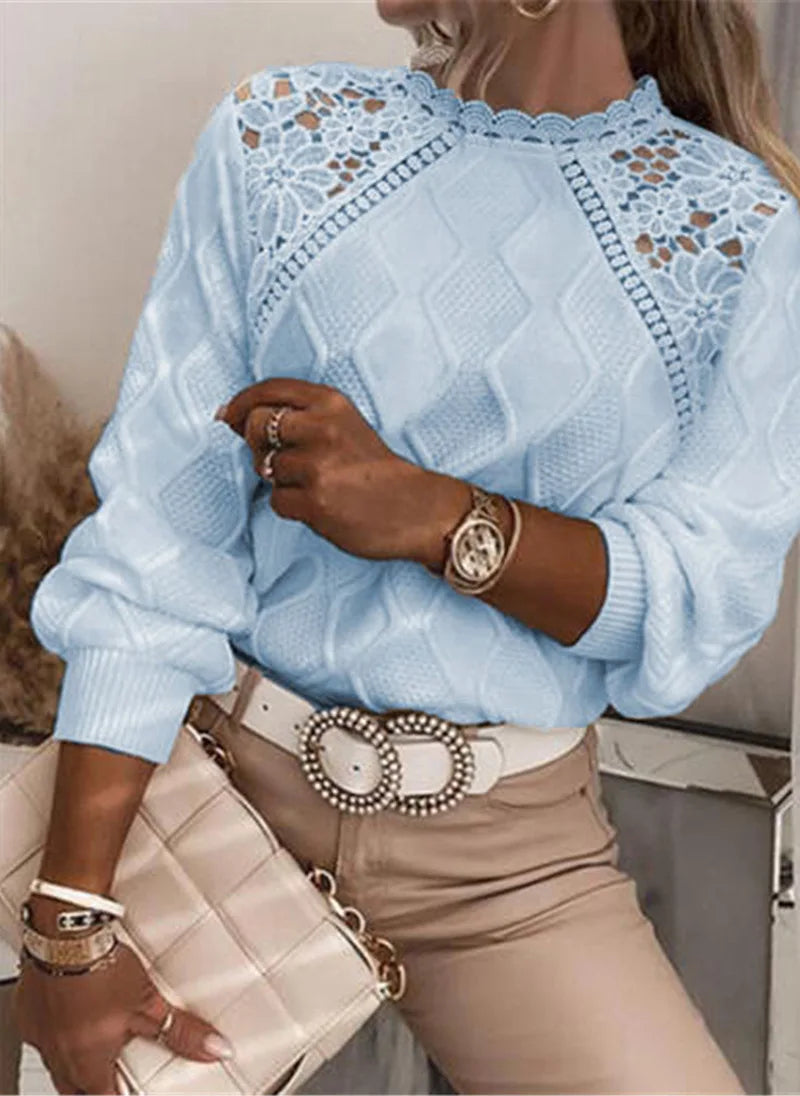 Casual O-Neck Long Sleeve Blouse 🌸 Women Elegant Office Top 2023 ✨